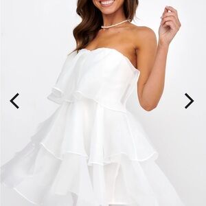 Selfie Leslie Behati Tiered Layer Mini Dress White